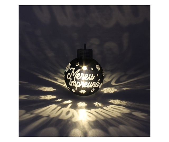 Karácsonyi gömb, LED, szürke, "Mindig együtt" felirat