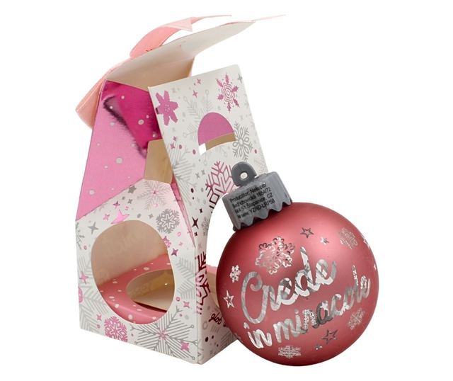 Karácsonyi dísz, LED-del, rózsaszín, "Higgy a csodákban" üzenettel