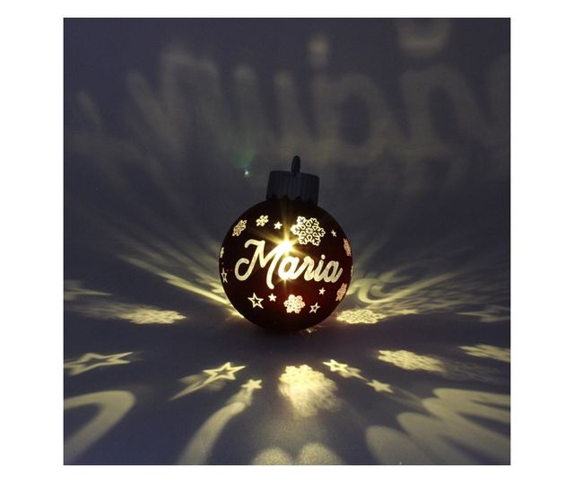 Karácsonyi gömb, LED-del, piros színű, "Maria" névvel