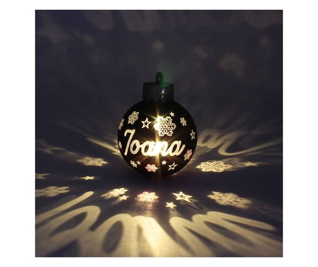 Karácsonyi dísz LED-del, bordó, 'Ioana' felirattal