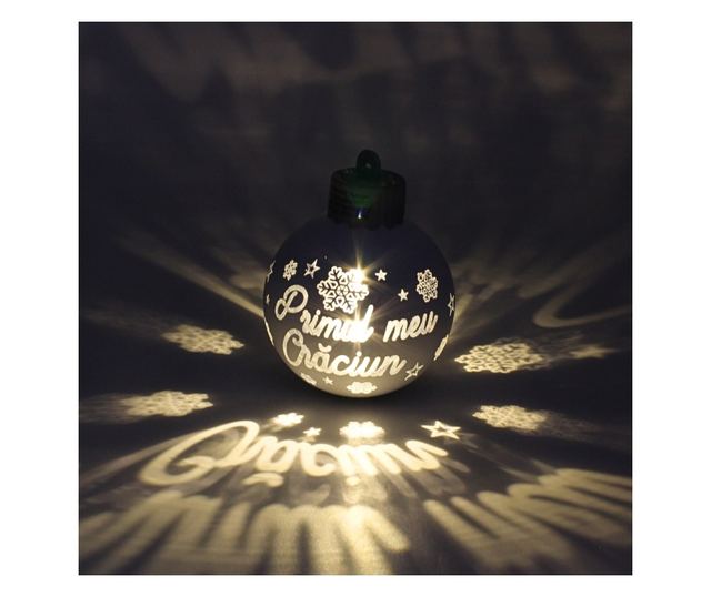 Karácsonyi dísz, LED-del, ezüst színű, "My First Christmas"