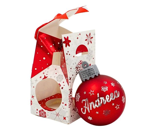 Karácsonyi gömb, LED, piros, "Andreea"