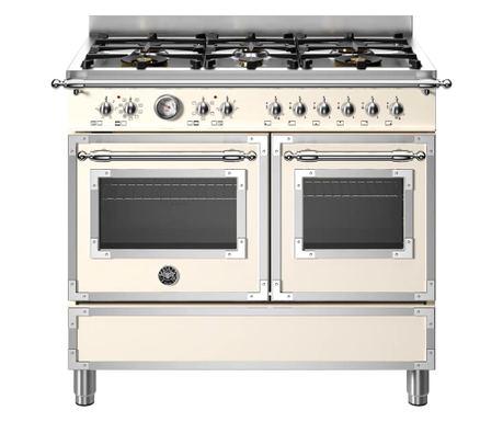 Ретро газов котлон Bertazzoni, 100 см, 6 котлона, 2 електрически фурни, Heritage Collection, цвят слонова кост