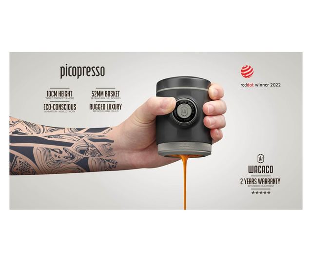 Wacaco hordozható kávéfőző, rozsdamentes acél, 10.5 cm, fekete