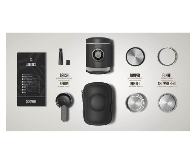 Wacaco hordozható kávéfőző, rozsdamentes acél, 10.5 cm, fekete