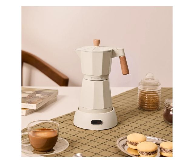 Espressor moka pot electric CREATE, 300 ml víztartály kapacitás, akár 6 csésze kávéhoz is alkalmas, elkészítési idő 5 perc, mele
