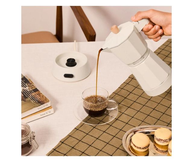 Espressor moka pot electric CREATE, 300 ml víztartály kapacitás, akár 6 csésze kávéhoz is alkalmas, elkészítési idő 5 perc, mele