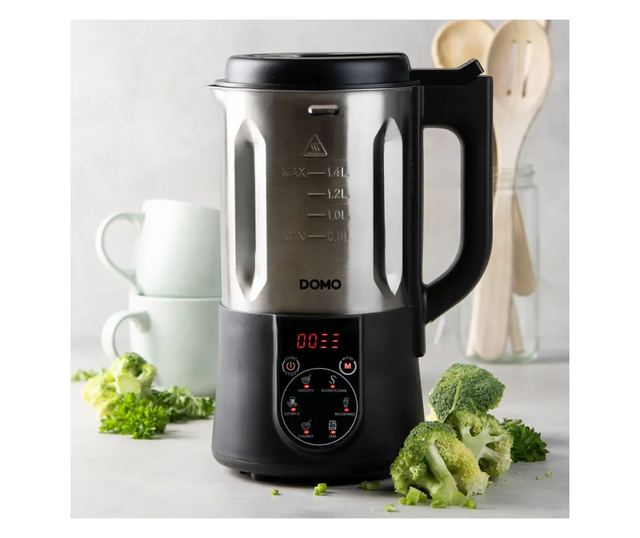 Krémleveskészítő, DOMO, 1,4 literes, Leveskészítő, rozsdamentes acél/fekete