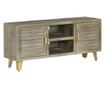 TV komoda, siva, 110x30x48 cm, masivno drvo manga i mesing