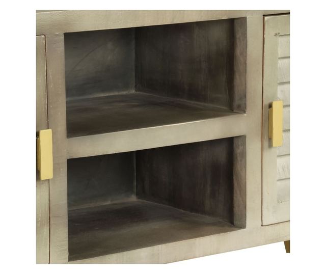 TV komoda, siva, 110x30x48 cm, masivno drvo manga i mesing