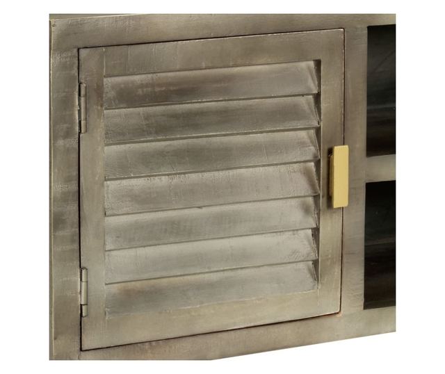 TV komoda, siva, 110x30x48 cm, masivno drvo manga i mesing