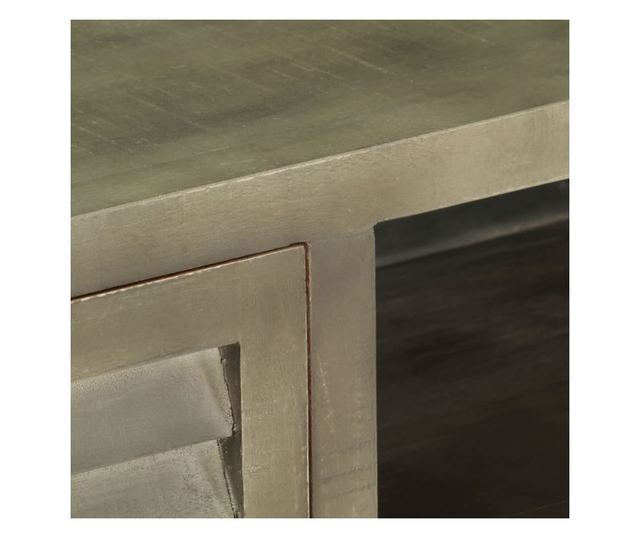 TV komoda, siva, 110x30x48 cm, masivno drvo manga i mesing