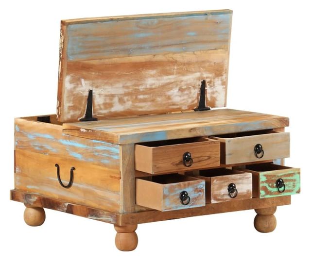 Stolik kawowy, 70 x 70 x 38 cm, drewno z recyklingu