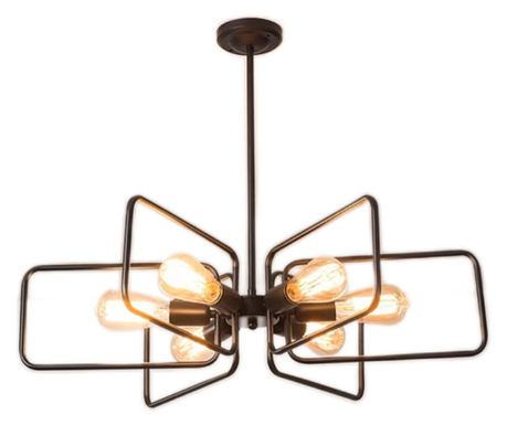 Lustra RFAN, Model 9938, cu 6 Abajururi, 6 x E27, Negru