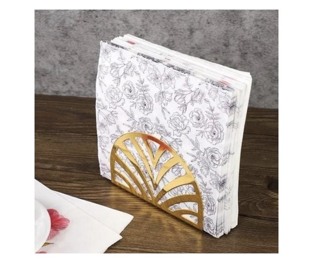 Pufo Gold dekoratív fém szalvétatartó, 13 x 9 cm, arany