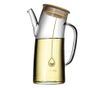 Oliviera Pufo boroszilikát üvegből, fogantyúval és bambusz fedéllel, 1L – elegáns tartály olajnak, ecetnek és folyadékoknak