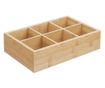 Pufo bambusz doboz 6 rekesszel és üvegtetővel teafilterekhez - elegáns szervező, 30 x 18 x 9 cm