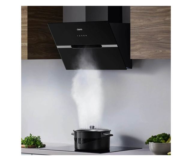 Dekoratív kapucni, Ciarra, CBCB6736F, 650 m³/h, 60 cm, fekete