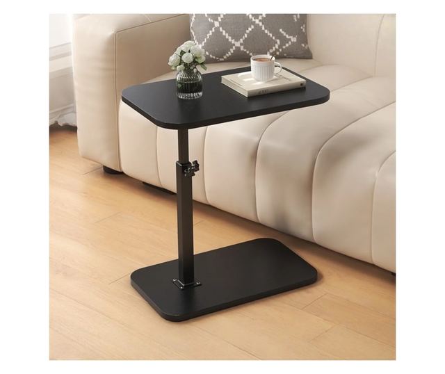 C-Type Állítható Magasságú Asztalka ABYZ Kompakt Fa Dohányzóasztal Tárolópolccal, Ideális Kanapékhoz