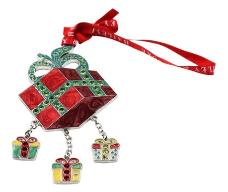 Decorațiune metalică de Crăciun în cutie elegantă, Bailey & Brooke, Ornament premium cu email și cristale