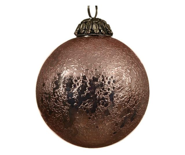 Üveg gömb, metál rózsaszín, 10 cm