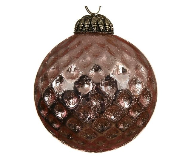 Üveg gömb, metál rózsaszín, 10 cm