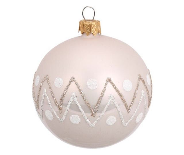 Üveg gömb, ZigZag minta, 8 cm