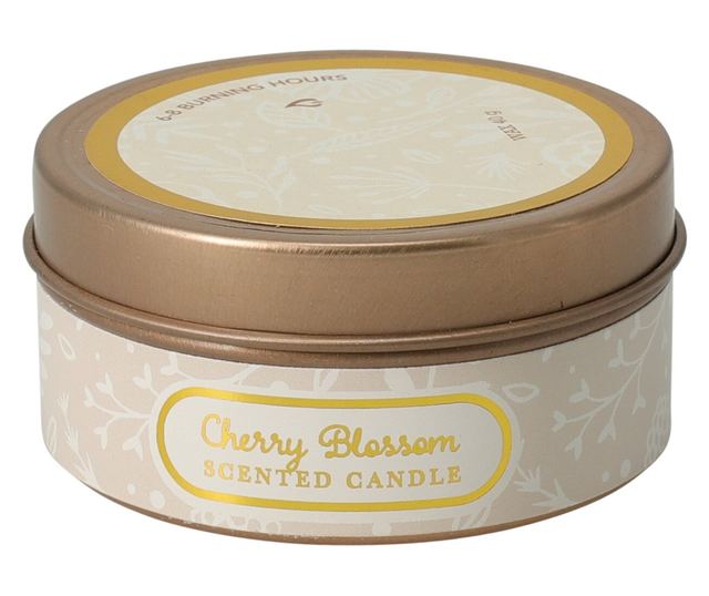 Illatosított gyertya, arany színű fém tartóban, 6x3 cm