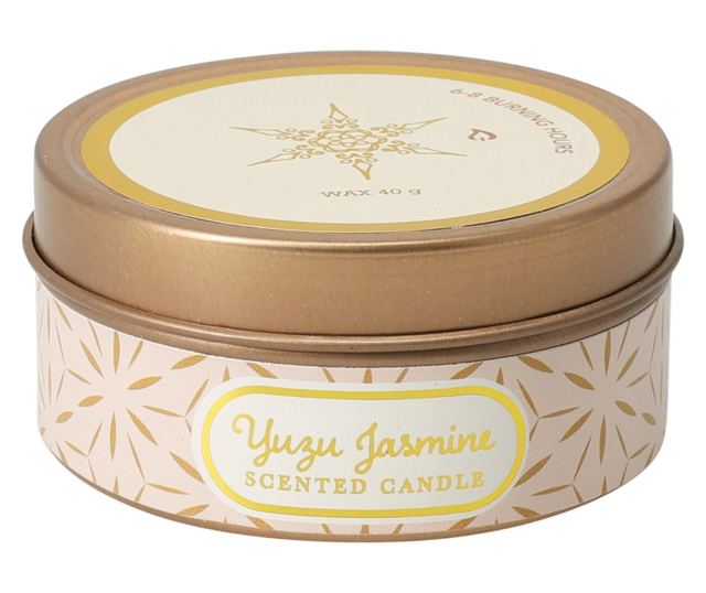 Illatosított gyertya, arany színű fém tartóban, 6x3 cm