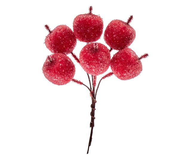Díszítő gyümölcsszett, piros, fagyos hatású