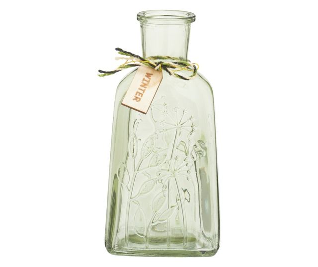 Átlátszó színes üvegváza, 9x19 cm