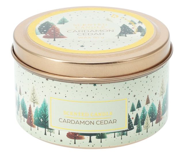 Illatos gyertya fém dobozban, Karácsony, 8x5 cm