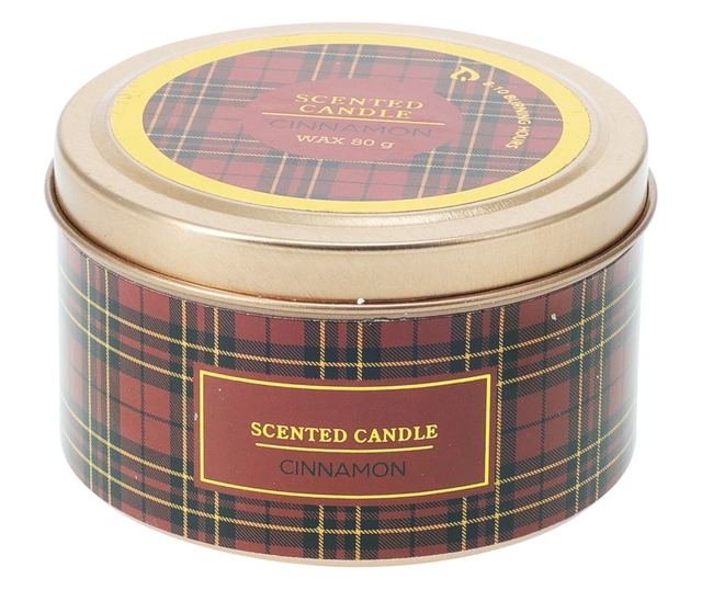 Illatos gyertya fém dobozban, Karácsony, 8x5 cm