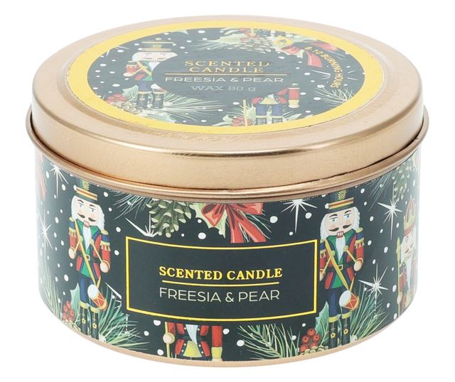 Illatos gyertya fém dobozban, Karácsony, 8x5 cm