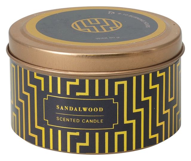 Illatosított gyertya, fém dobozban, Mocca Royal, 8x5 cm