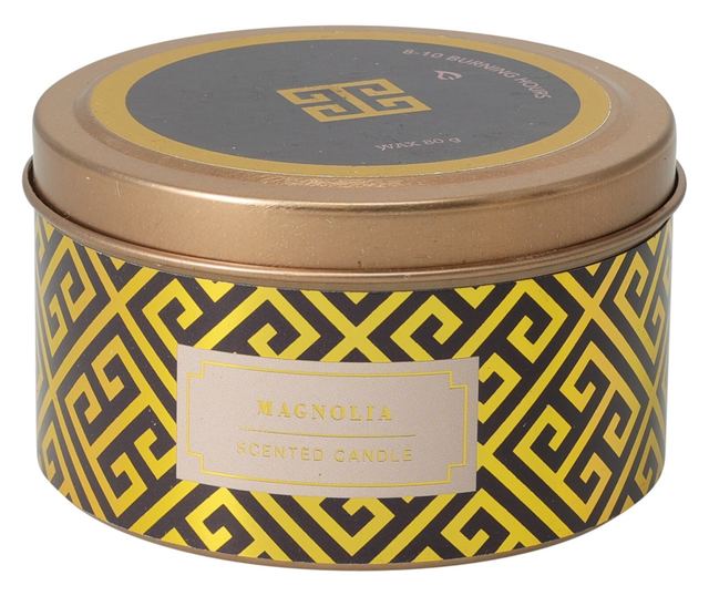 Illatosított gyertya, fém dobozban, Mocca Royal, 8x5 cm