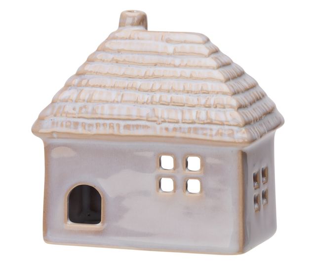 Krém kerámia ház dekoráció, 10x5x10 cm