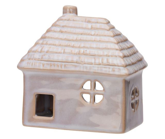Krém kerámia ház dekoráció, 10x5x10 cm