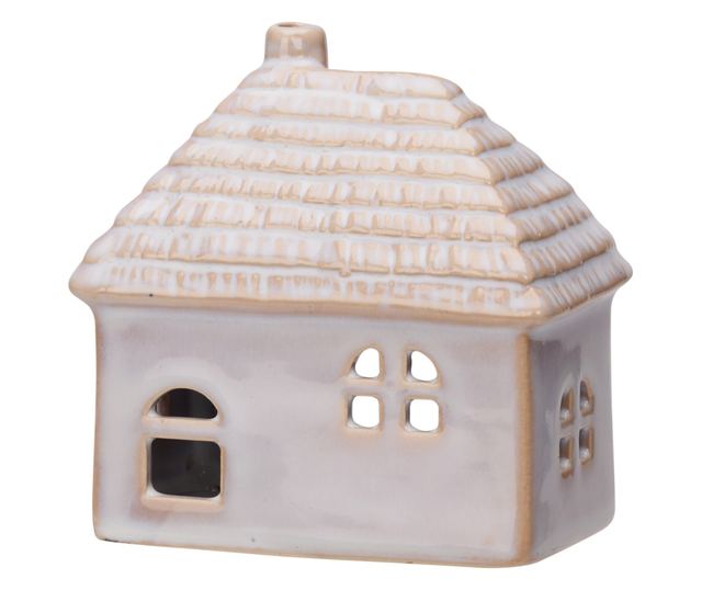 Krém kerámia ház dekoráció, 10x5x10 cm