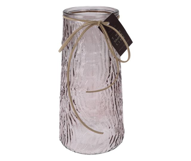 Átlátszó színes üveg váza, 10x22 cm