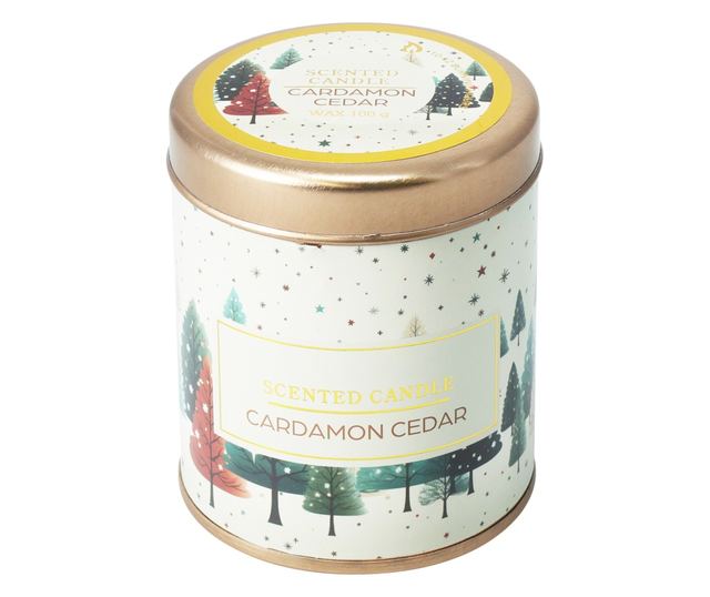 Illatosított gyertya fém dobozban, Karácsony, 7x8 cm, 100 gr