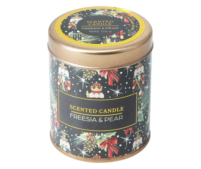 Illatosított gyertya fém dobozban, Karácsony, 7x8 cm, 100 gr