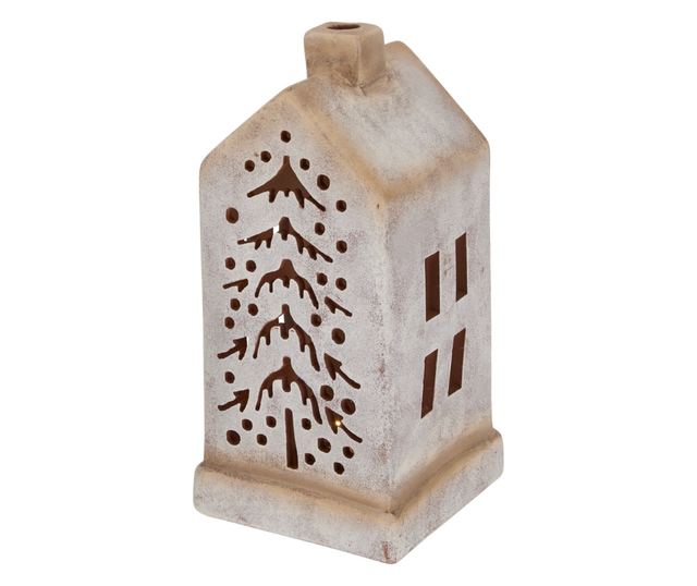 Kerámia Ház Dísz LED-del, 10x10x20 cm
