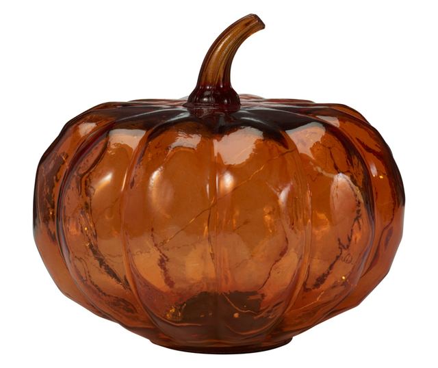 Üveg tök dekoráció, LED, 20x17 cm