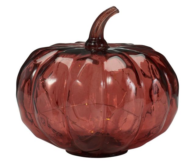 Üveg tök dekoráció, LED, 20x17 cm