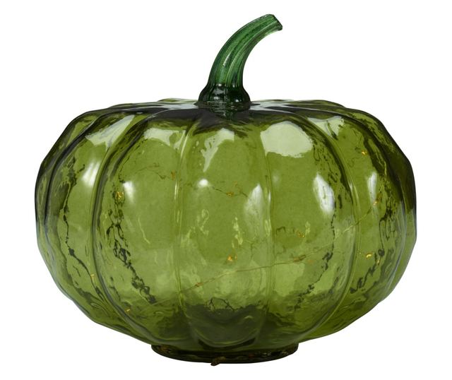 Üveg tök dekoráció, LED, 20x17 cm