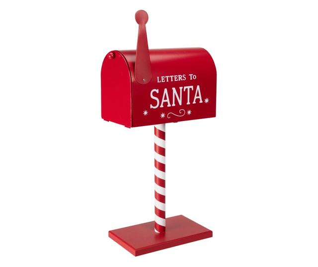 Karácsonyi postaláda dekoráció, Piros/Fehér, 25x15x51 cm