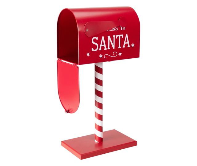 Karácsonyi postaláda dekoráció, Piros/Fehér, 25x15x51 cm