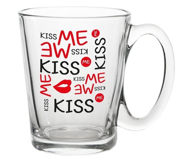 6 db "Kiss Me" üveg bögre szett, 300 ml