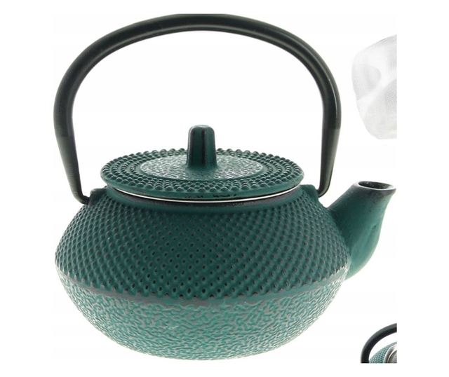 Japán vasedény teáskanna, öntöttvas, zöld, 0,8 liter